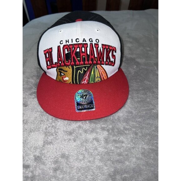 '47 Brand NHL Chicago BLACKHAWKS Embroidered Logo Snapback Trucker Hat - Picture 1 of 8